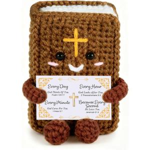 Positive Handmade Bible Crochet, Confirmation First Communion Gifts for Teens Girls Boys-Baptism Gifts for Teens Girls Christian Emotional Support Crochet for Women Men Catholic Easter Basket Stuffer, 80 x 75 x 25 mm