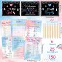 Meooeck 173 Pcs Gender Reveal Games for 25 Guests 6 Funny Baby Shower Games with 20 Pencils Boy or Girl Gender Reveal Ideas Baby Bingo Prediction Guess Mommy or Daddy Old Wives Tales Word Scramble