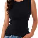 GKBK Women's Wool Blend Knit Tank Tops Sleeveless Vest Crew Neck Soft Sweater 2026 (Black)