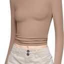 PUMIEY Women's Long Sleeve T Shirts Crew Neck Slim Fit Tops Sexy Basic Tee Smoke Cloud Pro Collection S