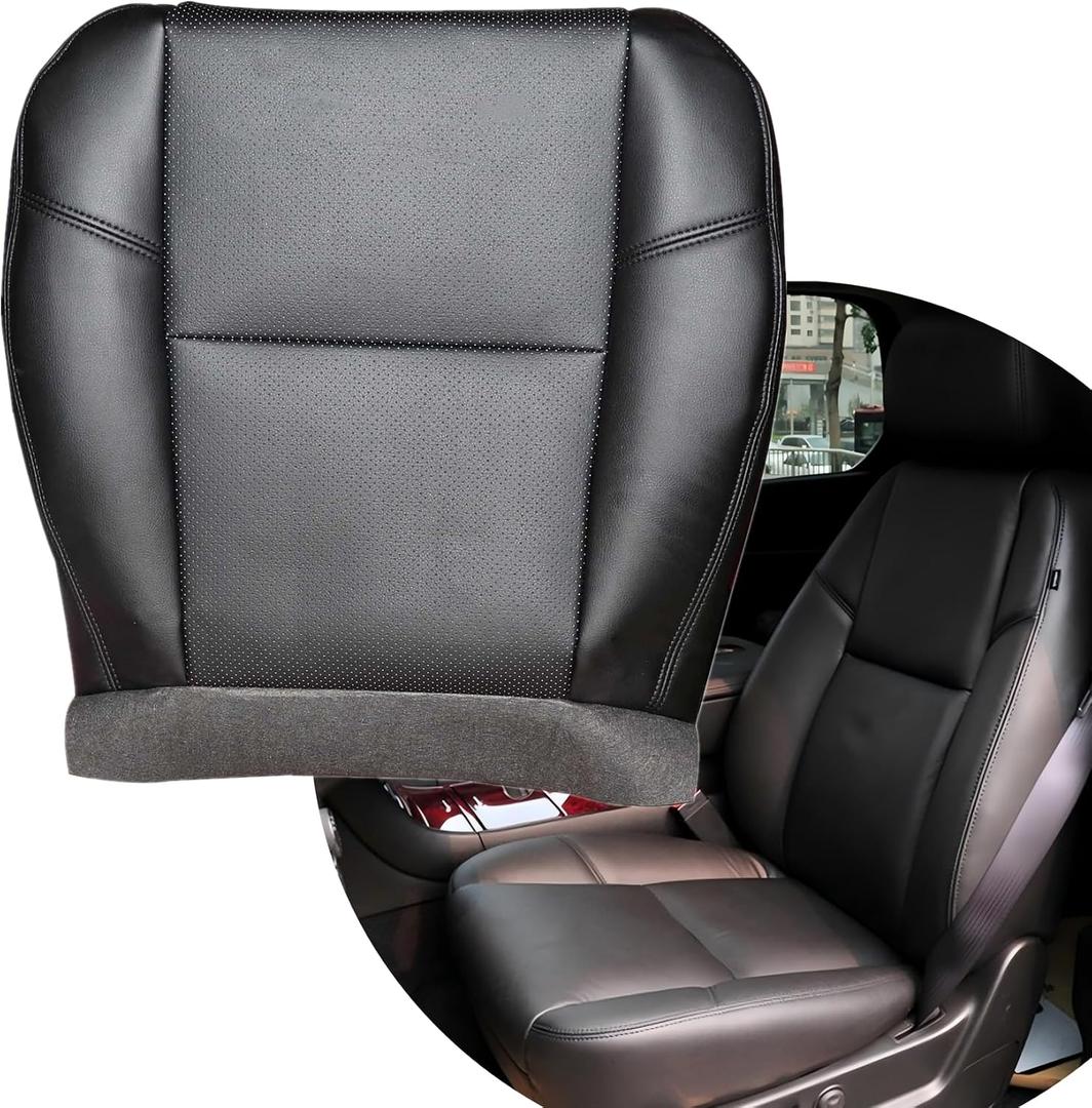 Driver or Passenger Side Bottom Replacement Perforated Leather Replacement Seat Cover #194/196 Black fit for Chevy Silverado Tahoe Suburban GMC Sierra Yukon Cadillac Escalade ESV EXT 2007-2014