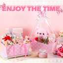 Moinchore 12 Set Pink Basket for Gifts Empty 9.8x6.5'' Pastel Pink Dot Market Tray Cardboard with Bows, Plastic Bags, Twist Tiles, Empty to Fill for Spring Easter Macaron Wedding Birthday Party Supply