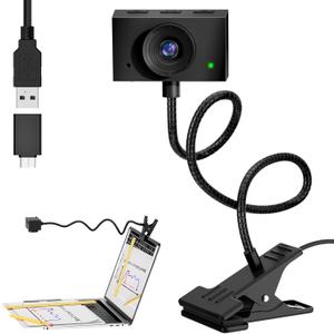 Eye Contact Web Camera for Desktop Computer – 1080P USB Camera with Microphone & Stand, Center Cam for Laptop or Desktop, Manual Focus, Plug & Play for macOS & Windows（Black）