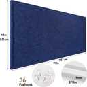 Large Bulletin Board, 72x48 Inches Cork Board Alternative, Large Felt Board Decorative Pin Board for Wall, Foldable Photo Board Self-Adhesive Vision Board with 36 Pushpins Dark Blue, Extra Large
