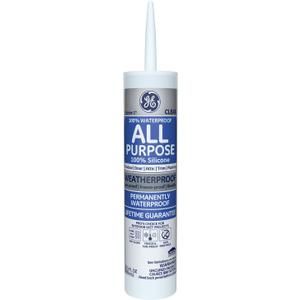 GE GE012A Silicone 1 All Purpose Sealant Caulk, 10.1oz, Clear - 12 Pack
