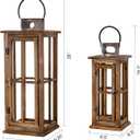 TIMRIS Large Farmhouse Wooden Metal Lantern Set of 2, Rustic Decorative Floor Candle Lanterns, Vintage Distressed Hanging Lanterns for Home Decor (No Glass)