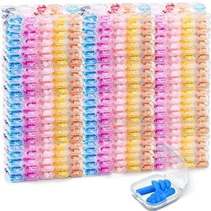 300 Pairs Ear Plugs Bulk for Sleeping Noise Cancelling, Swimming, Shooting, Concerts, Snoring 10 Assorted Colors with Carry Cases Reusable Silicone Earplugs Soft Ear Plugs