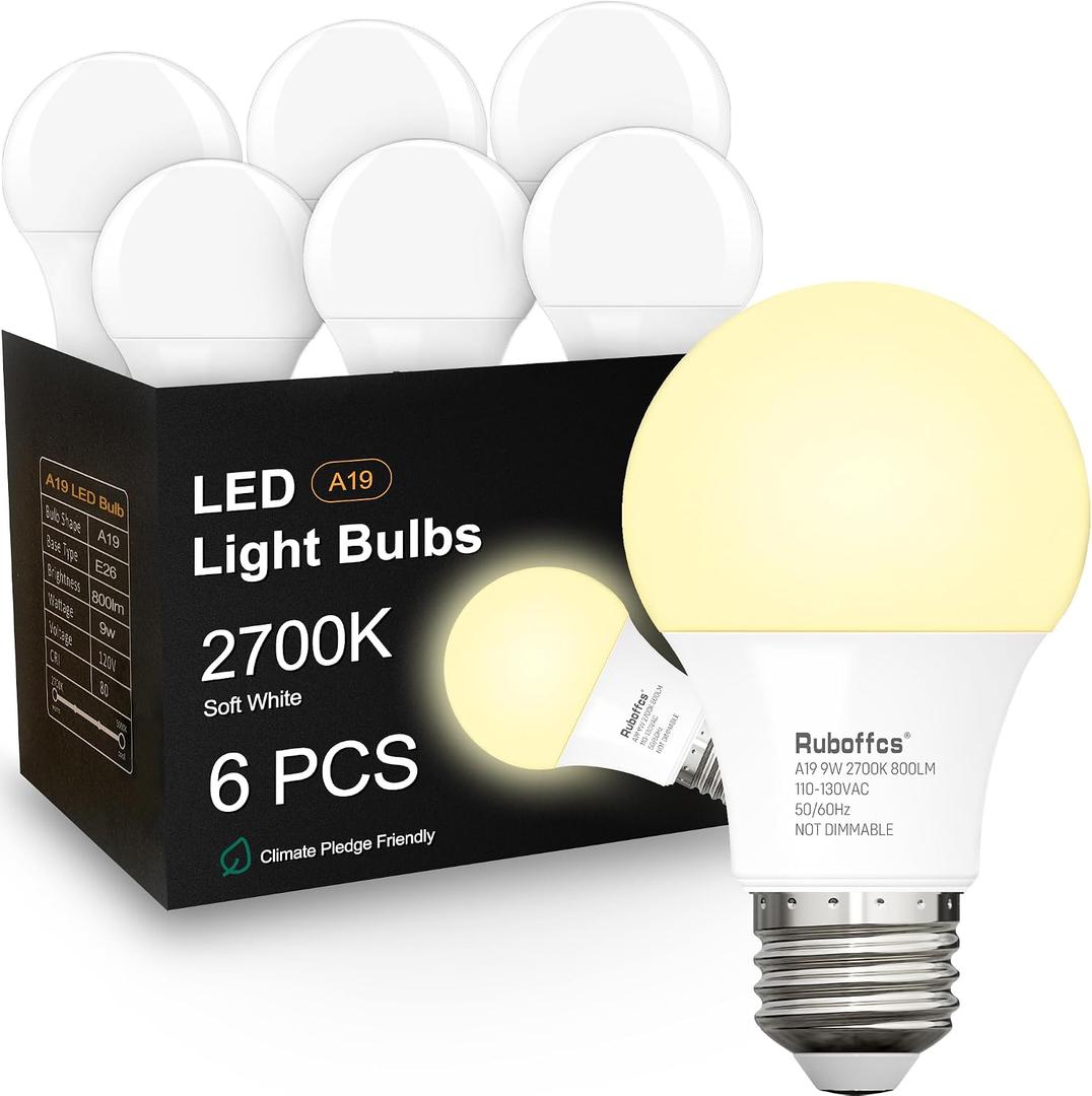 4 x 6 Pack A19 LED Light Bulbs,Soft White 2700K,60 Watt Equivalent