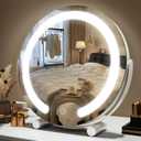 ROLOVE Vanity Mirror with Lights, 12 Inch Light Up Makeup Mirror, LED Makeup Mirror with Lights for Bedroom Tabletop, Smart Touch Control 3 Colors Dimmable, 360 Rotation, White