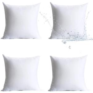 Calibrate Timing 18 x 18 Pillow Inserts Outdoor, Pack of 4 Water Resistant Hypoallergenic Square Decorative Throw Pillow Cushion Stuffer Forms Couch Sham - 18 x 18 inches