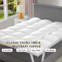 Extra Thick Fitted Mattress Topper - Queen Size | Soft & Cooling Pillow Top Mattress Pad & Protector | Bed Topper for Back Pain, Straps Stretch 6" to 22" Deep