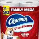 Charmin Ultra Strong Clean Touch Toilet Paper, 18 Family Mega Rolls = 90 Regular Rolls