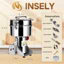 Grain Mill Grinder 2000g High Speed Food Grain Mill Stainless Steel Seeds Flour Nut Pill Wheat Corn Herbs Spices & Seasonings Dry Grinder Electric Machine Grinder for Kitchen