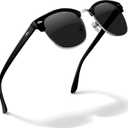 livho Rimless Trendy Polarized Sunglasses Men Women, Retro Sun Glasses for Men Women 2025, Semi Rimless UV Protection Shades (Black With Silver Rim/Black)
