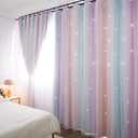 Yancorp Curtains for Girls Bedroom Kids Room Curtain Colorful Window Nursery Curtain 63 inches Length Room Darkening Grommet 2 Layers (Pink Purple, W52 X L63)