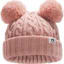 FURTALK Toddler Winter Hat Pom Pom Beanie Knitted Warm Hats for Baby Kids Boys Girls (Pink)
