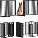 Full Metal Freestanding Dog Gates with Door, 36" Height Dog Fences for Indoor & Outdoor, Extra Wide Foldable Pet Gates for Stairs, Hallways, Doorways, Yard (6 Panels, 120" W 36" H)