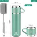 Stainless Steel Thermo 500ml/16.9oz Vacuum Insulated Bottle with Cup for Coffee Hot drink and Cold drink water flask.(Green,Single)
