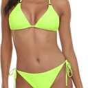 RELLECIGA Women's Triangle Bikini Set (Large, Neon Green(ring Style))