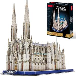 CubicFun 3D Puzzles for Adults St. Patrick's Cathedral Model Kits, New York Architecture Puzzles for Adults Building Toys for Kids Ages 10+, 117 Pieces with Booklet for Grandkids