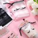 Reginary 60 Pieces Eyelash Cosmetic Bags Mini Small Lash Aftercare Bag Shampoo Bath Bags Plastic Organizer Jewelry Storage Gift Bag Pack for Travel Packaging Small Business, 3 Colors, 4 x 6 Inch