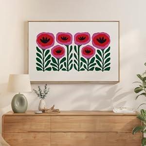 Large Framed Botanical Pink Floral Wall Art for Dining Room, 24x36 Inch
Pink botanical, Boho floral picture, Canvas print, Framed artwork, Abstract flower painting, Living room bedroom wall decor