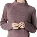 Women's Fleeced Sweatshirt - Stand-Up Turtleneck, Side Pockets, Warm Fleece for Winter Daily Wear (Purple, S)