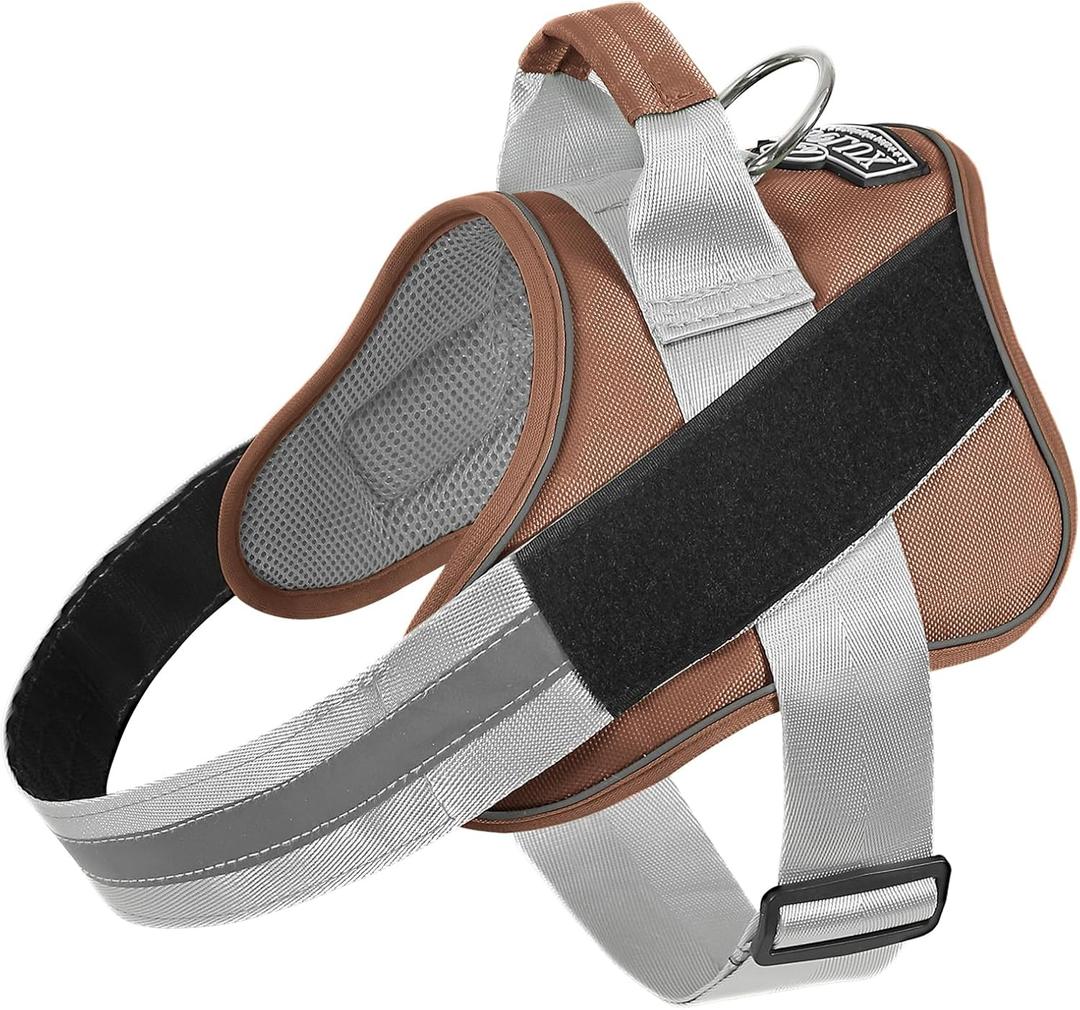 Bolux Dog Harness, No-Pull Reflective Dog Vest, Breathable Adjustable Pet Harness with Handle for Outdoor Walking - No More Pulling, Tugging or Choking (XX-Large (Pack of 1), Brown)