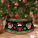 Metal Christmas Tree Collar, Tree Ring Holiday Decor 29 Inch Diameter for Large Xmas Tree 7-9 Ft, Winter Peppermint Candy Artificial Tree Skirt Home Indoor Outdoor Decoration