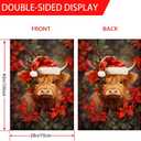 Christmas Highland Cow House Flag 28x40 Inch Double Sided Large Burlap Holiday Yard Flag, Outdoor Rustic Farmhouse Christmas Decor