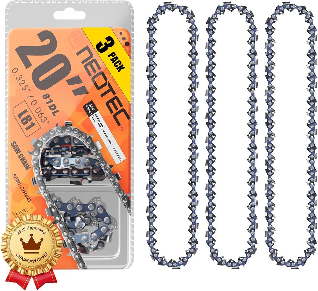 NEOTEC Chainsaw Chain 20 Inch .325" Pitch .063" Gauge 81 Drive Links- 26RS 81 Fits For Stihl (PRE 2023 .063" Gauge) MS291, MS271 Farm Boss, MS261-36390050081, V81 (3 Chains)
