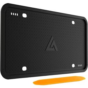 Aujen Silicone License Plate Frames Black, 2 Pack Car License Plate Frame, Universal US Car Black License Plate Holders Brackets Rust-Proof, Rattle-Proof, Weather-Proof Car Accessories (Black)