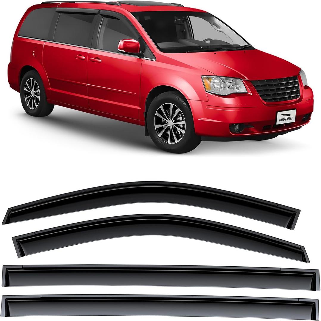 Voron Glass Tape-on Extra Durable Rain Guards for Chrysler Town and Country 2008-2016, Window Deflectors, Vent Window Visors, 4 Pieces - 100441