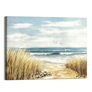 arttitue Canvas Wall Art Beach Picture: Coastal Scene Prints Decor Bedroom Bathroom Ocean Seascape Waves Painting Modern Seaside Sea Grass Seagull Artwork for Home Office Kitchen