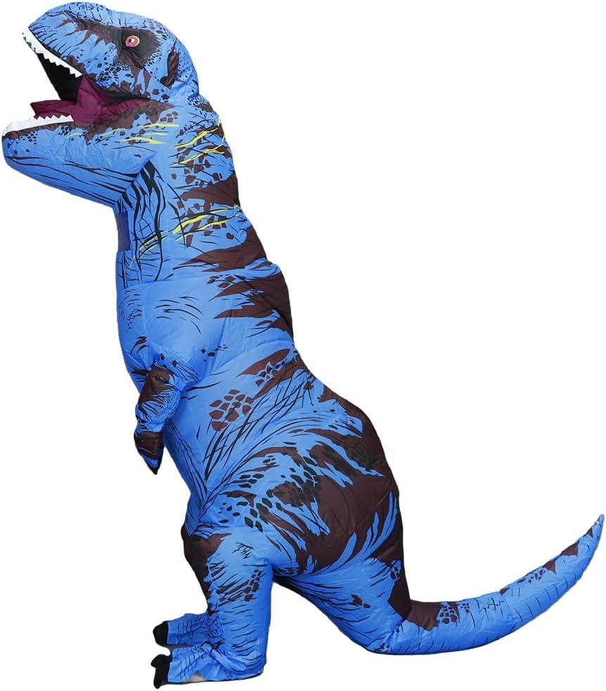 Inflatable Dinosaur Costume Adult Trex Costume Adult Blow up T-Rex Costume Halloween Costumes for Women (02-blue)