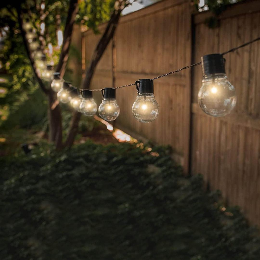 Touch Of ECO Solar Powered 10 LED Bulb Globe Patio String Lights, 20 Feet in Length, Two Lighting Modes, Perfect for Patio, Deck, Garden, and More