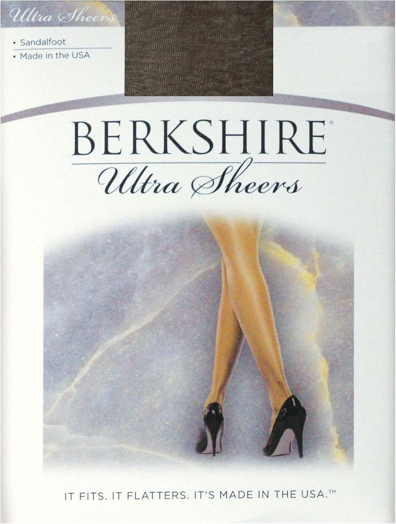 Berkshire womens Ultra Sheer Non-control Top Pantyhose - Sandalfoot (5X-6X, Off Black)