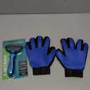 Maxpower Planet Pet Grooming Brush and 2X Grooming Gloves Combo - Double Sided Dematting, Deshedding Undercoat Rake for Dogs and Cats - Reduce Shedding Easily - Blue (Large)