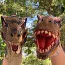 Dinosaur Toys Tyrannosaurus Rex and Blue Velociraptor Hand Puppets Dinosaur Animal World Action Figure Set Funny & Scared Head Hand Puppets for Home, Stage and Class Role Play Toys