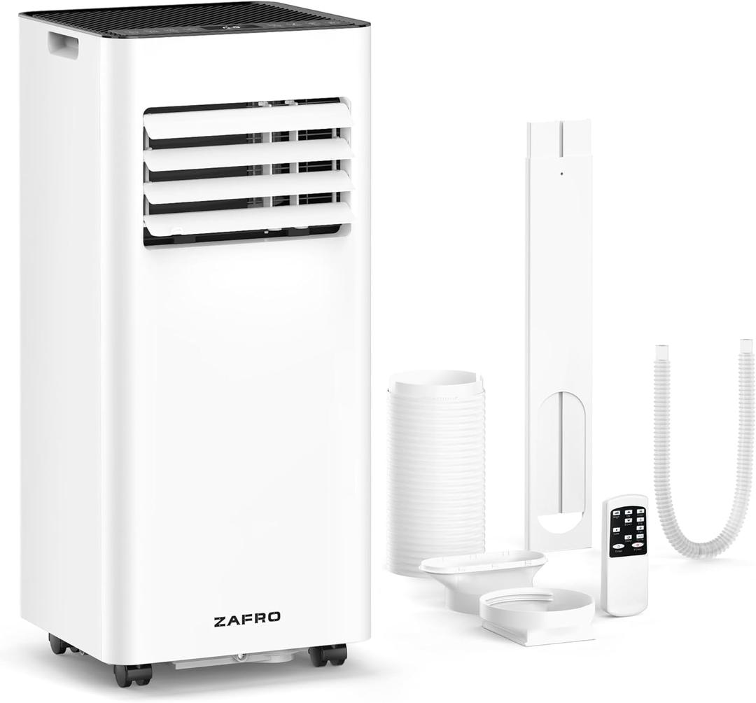 ZAFRO 8,000 BTU Portable Air Conditioners, 4 Modes Portable AC Unit with Fast Cooling/Energy Efficient/Remote/24Hrs Timer for Bedroom/Dorms/Indoor Rooms, White