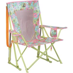 GCI Outdoor Comfort Pro Rocker Camping Chair | Portable Folding Rocking Chair with Durable Armrests & Drink Holder  Floral