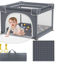 Small Baby Playpen with Mat, Sturdy Safety Play Yard, Washable Small Playpen for Babies, Soft Breathable Mesh, Zipper Gate, Anti-Slip Base 36"x36"