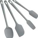 4 Pieces Silicone Spatula Set, Food Grade Rubber Spatula, Upgrade Strong Handle with Ergonomic Grip, Heat Resistant for Nonstick Cookware, Cooking (Gray)