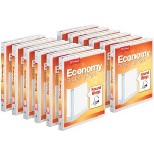 Cardinal 0.5 Inch 3 Ring Binders, White, 12 Pack, Round Ring Binder, Holds 125 Sheets, PVC Free, Customizable Covers, 2 Pocket View Binders for Office and School Organization