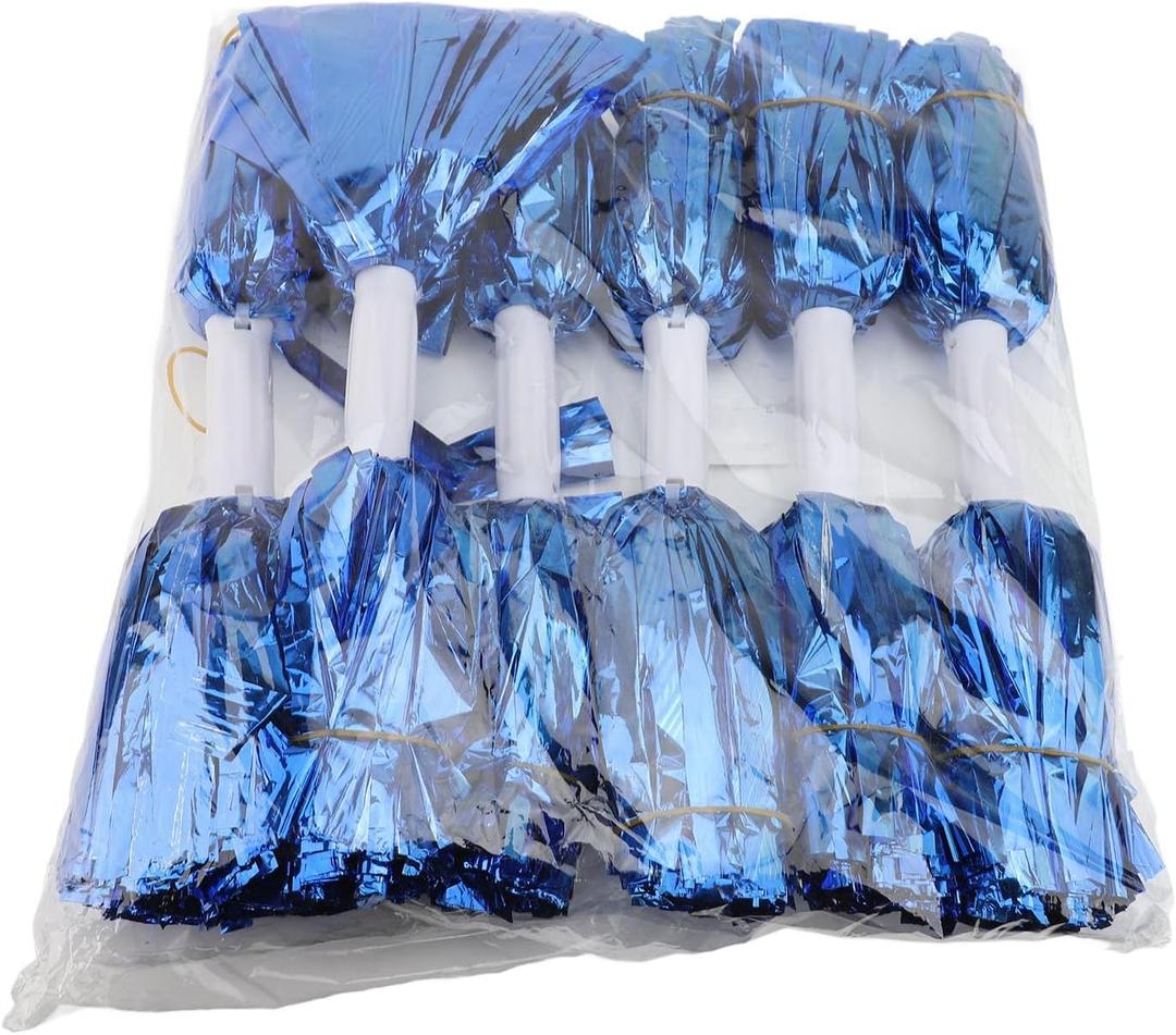 ZJchao Cheerleading Poms Shiny Handle 4PCS Double Sports Dance Party (Blue Gold)