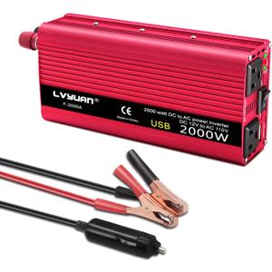 Car Vehicle Power Inverter 800W/2000W(Peak)DC-AC 12V-110V Converter Power Supply