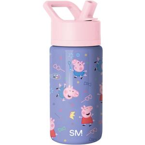 Simple Modern Peppa Pig Kids Water Bottle with Straw Lid | 14oz Insulated Stainless Steel Kids Tumbler & Spill Proof Toddler Cup for School, Girls, Boys | Summit | Peppa Pig Bubbles