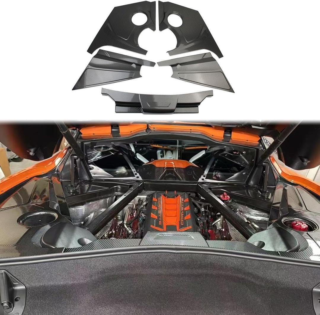 crosselec Carbon Fiber Style Engine Compartment Surround Overlay Cover Side Trim Accessories for Chevrolet Corvette C8 2020-2025
