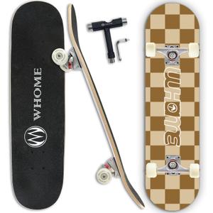 WHOME Skateboards for Adults/Kids Teens/Girl Beginner/Boy - 31"x8" Pro Standard Skateboard Complete 8-ply Alpine Maple Deck ABEC-9 Bearings with T-Tool (CHESS)