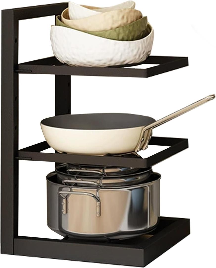 3-Tier Cookware Rack  16.5 Inches High, Ideal for Cast Iron Skillets, Baking Pans, and Shallow Cookware  Space-Saving Storage Solution for the Kitchen  Simple Assembly Required